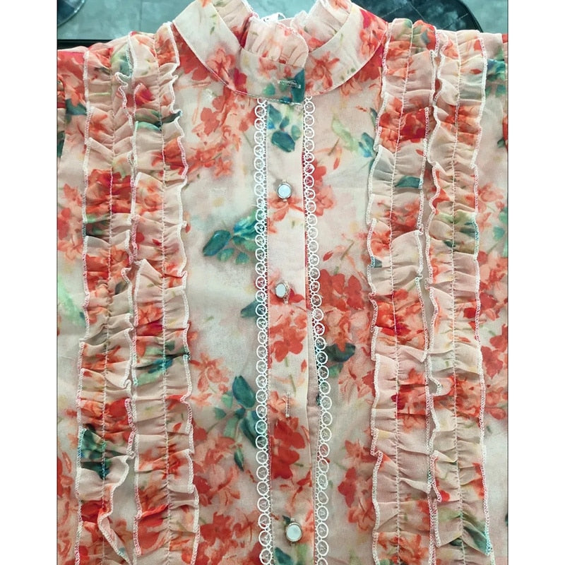 Camisa Feminina Estampada em Chiffon - Guta